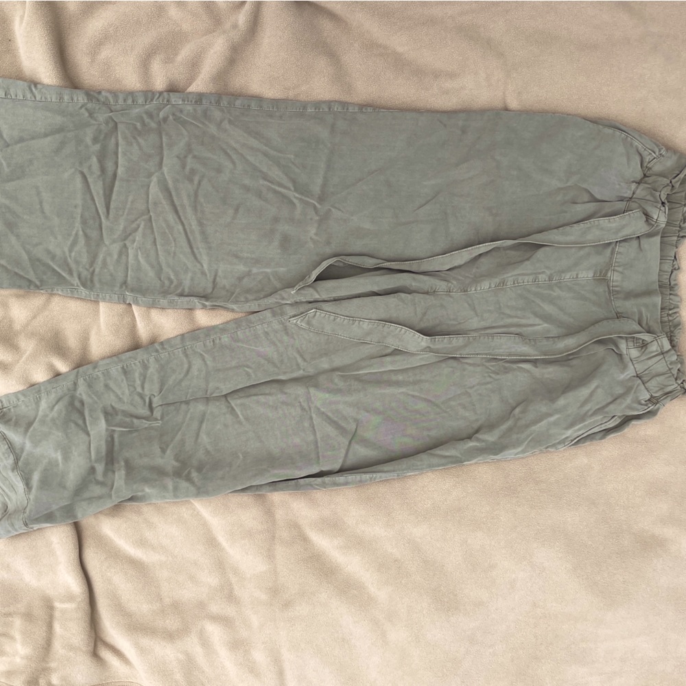Light green sage green flowy wide leg boho hippie pants